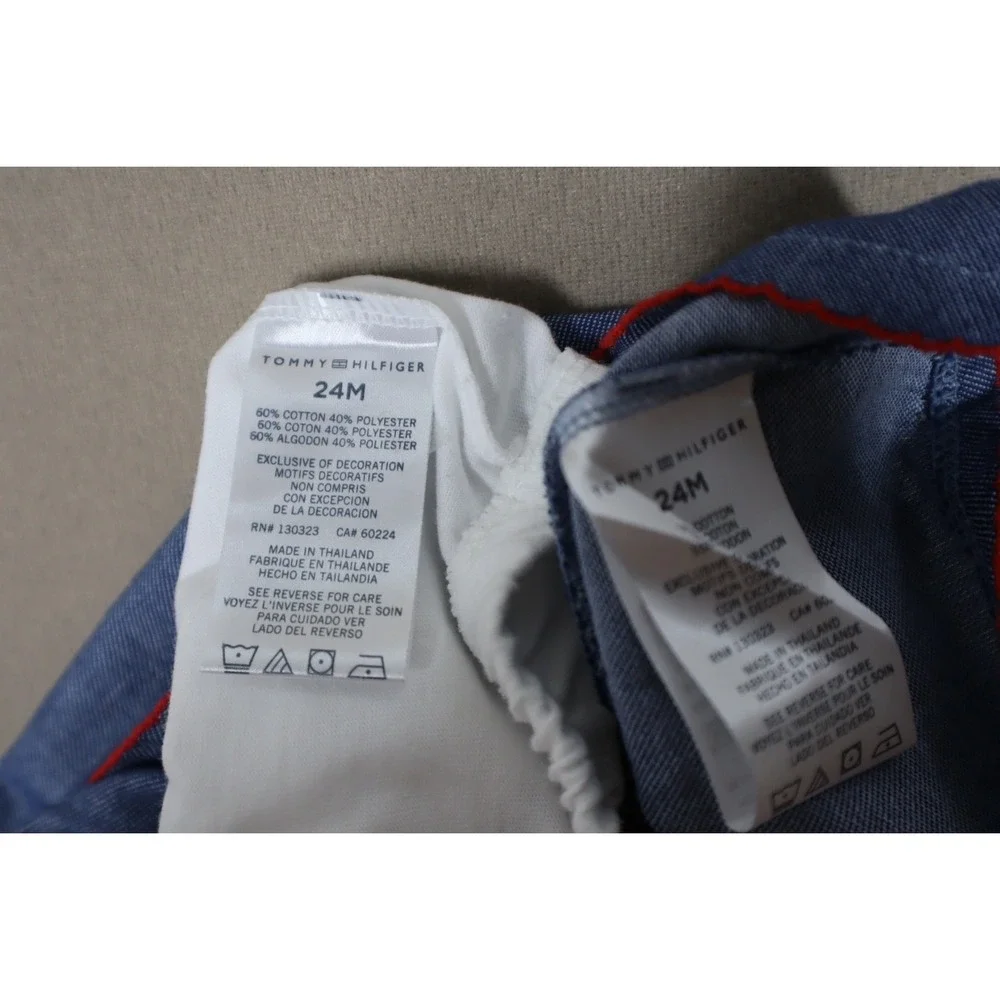 Tommy Hilfiger Baby Girls Flutter Sleeve Top and Chambray Skort, 2 Pc‎ Set - 24M